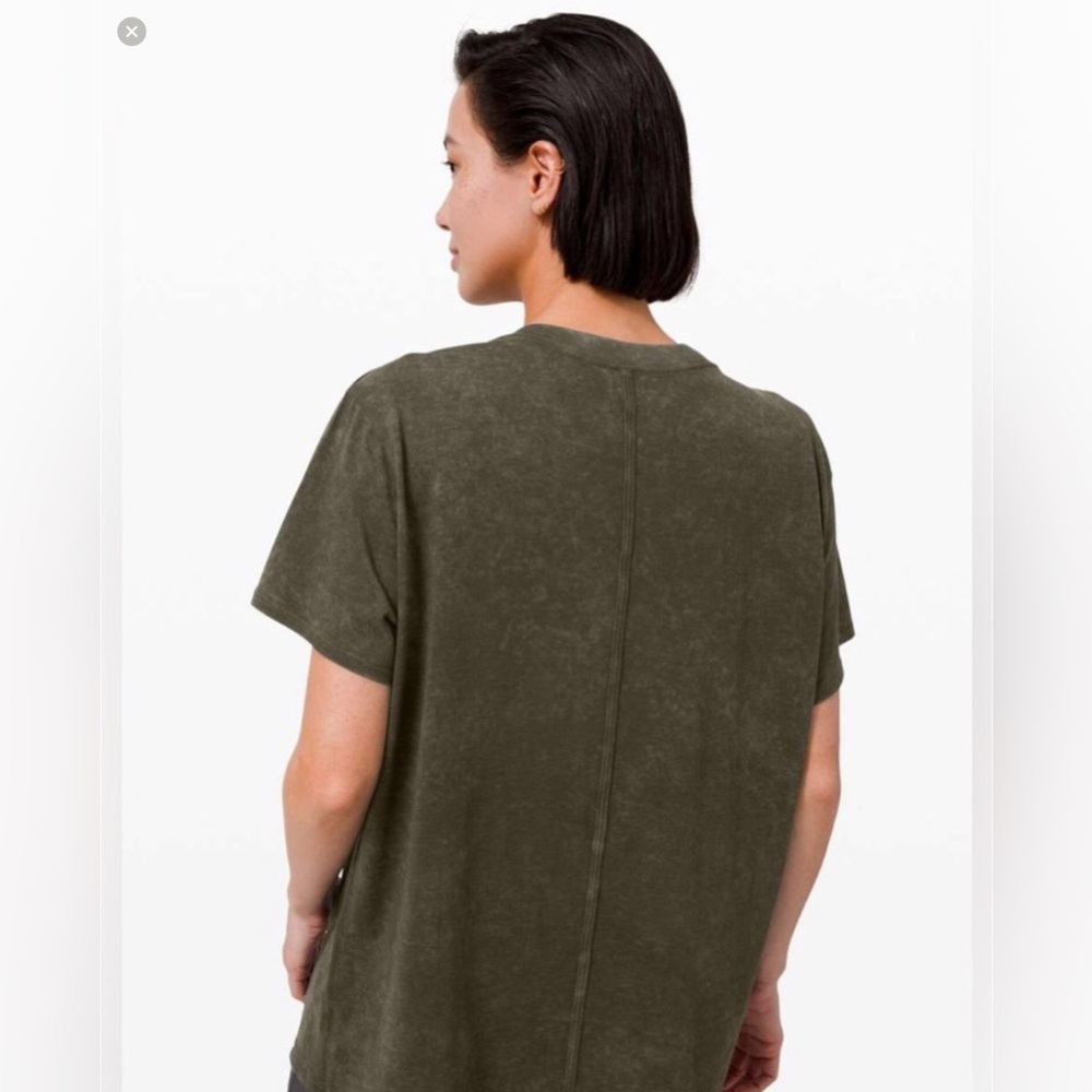 🌼Lululemon - All Yours Boyfriend Tee *Cloud - Cloudy Wash Dark Olive - Size 12